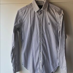 Ralph Lauren Blue and White Striped Button Down Shirt